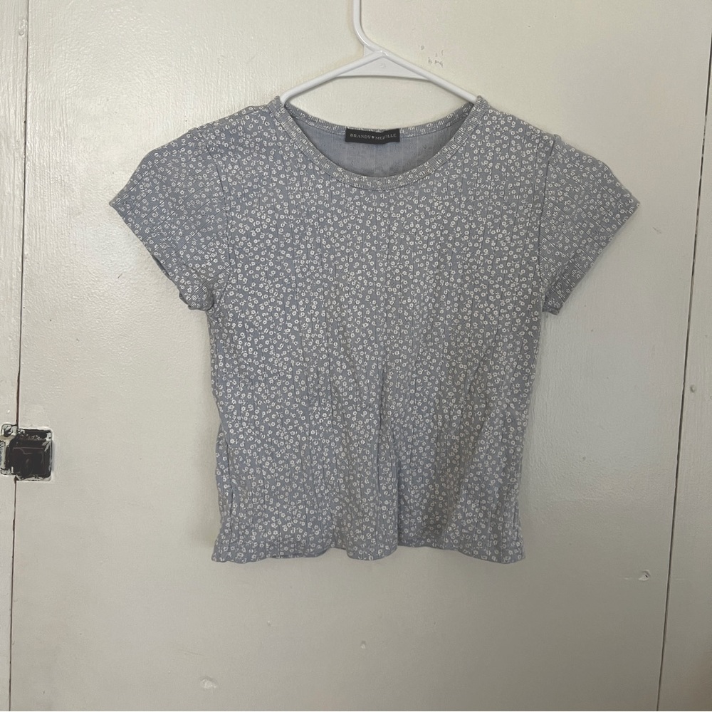 brandy Melville blue floral baby tee